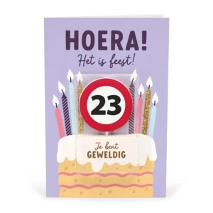 Kaart - Taartkaarsje - 23 jaar