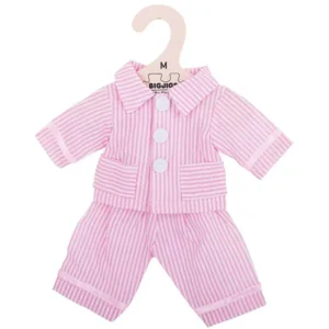 Poppenkleren - Pyjama - Roze / wit - Gestreept - 30cm