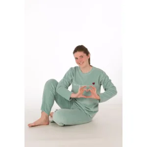 Perlina pyjama dames: Tonia, Velours, opal blauw ( LINA.670 )