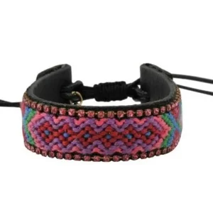 IBIZA rundleren armband multicolor pink