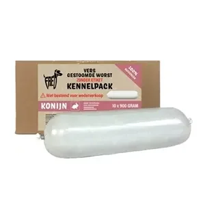 Freds Gestoomd Vers Vlees Worst Kennelpack Konijn Graan En Glutenvrij 10X900 gr