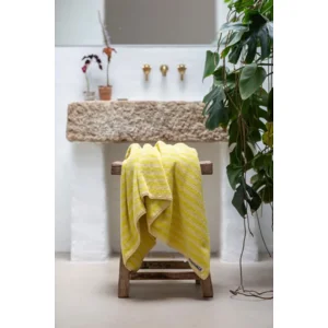 Bongusta Strand Badhanddoek Neon Geel Streep 70 x 140 cm