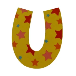 Decoratieletter - U - Hout - 7cm - Geel