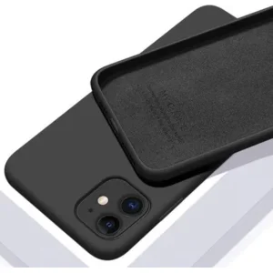 iPhone case/hoesje silicone  + 1x screenprotector glas Zwart iPhone 12