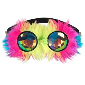 Regenboog Partybril Rave- Feestbril met regenboog pluche