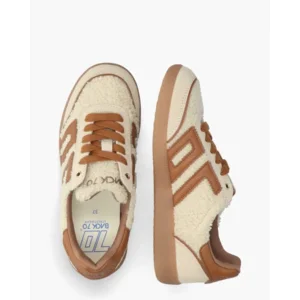 Back 70 Teddy Off-White/Cognac Damessneakers