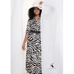 K-Design  Maxi kleed met dieren print &riem Q805 P827