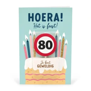 Kaart - Taartkaarsje - 80 jaar