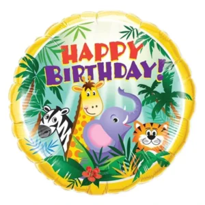 Folieballon - Happy birthday - Jungle vriendjes - 45cm