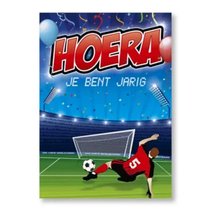 Kaart - Hoera je bent jarig, voetbal - Muziek & draaiende bal - ME - LGE.2866 - 16x22cm