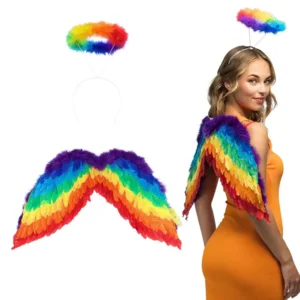 Regenboog Engelenset – Diadeem Halo & Vleugels voor Pride, Carnaval of Festival