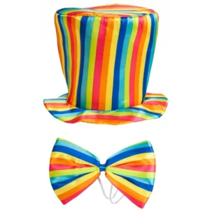 Regenboog hoge hoed en strik- Hoge hoed en strik in zachte gladde stof