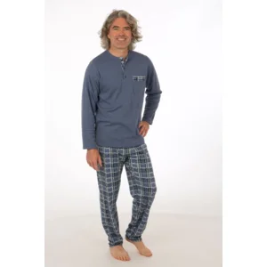 Perlina Pyjama Heren: Ray, Blauw, Interlock Brushed ( LINA.93 )