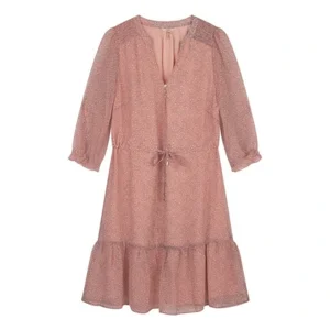 Esqualo Kleed: Roze geprint, voile kleed ( ESQ.221 )