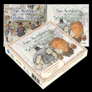 Kerstkaarten - Anton Pieck - Winkelend echtpaar & fanfare - 10st.
