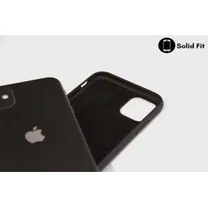 iPhone case/hoesje silicone  + 1x screenprotector glas Zwart iPhone 12