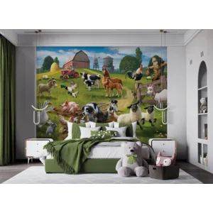 Poster behang Boerderijdieren 305 x 244 cm