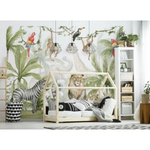 Jungle safari behang pastelkleuren