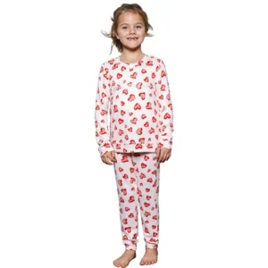 Pastunette Meisjes pyjama: Light Pink, lichte fleece, hartjes ( 100026 )