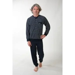 Perlina Heren Pyjama: Erik, Badstof, Blauw, Tot 8XL ( LINA.162 )