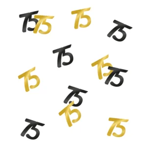 Tafeldecoratie - 75 jaar - Confetti - Goud / zwart