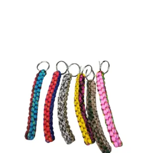 Sleutelhanger met gevlochten touw - set van 6 - verschillende kleuren - touwlengte 12.5 cm