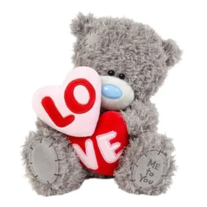 Knuffel - Beer - Dubbel hart - L O V E - 24cm