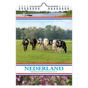 Week kalender - 2027- 12 provinciën - Koeien - 16,5x23cm