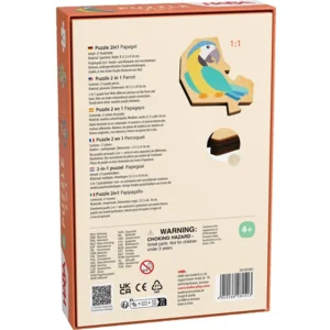 Puzzel - 2 in 1 - Papegaai - Hout - 21dlg - 3+