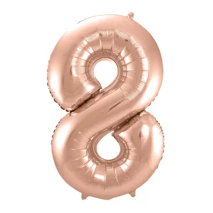 Folieballon - Cijfer - 8 - Rosé goud - 86cm - Zonder vulling