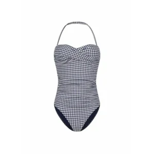 Cyell Gingham strapless badpak in blauw vichy printje