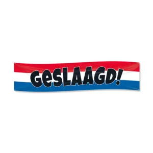 Banner - Geslaagd - Rood, wit, blauw - 40x180cm
