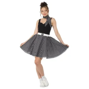 Kostuum - Rokje & sjaal - Polka dot - Zwart - M