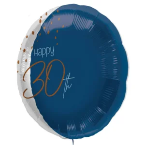 Folieballon - 30 jaar - Luxe - Blauw, goud, transparant - 45cm - Zonder vulling