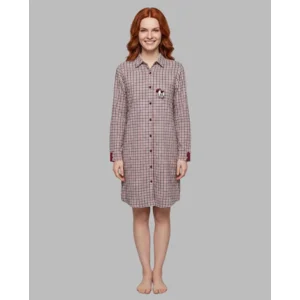 Egatex Senoretta Nachthemd Dames: Doorknoop model, Bordeaux karree ( EGA.553 )
