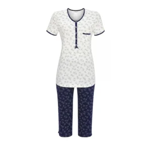 Ringella: pyjama korte mouw + pirate broek (wit / blauw)