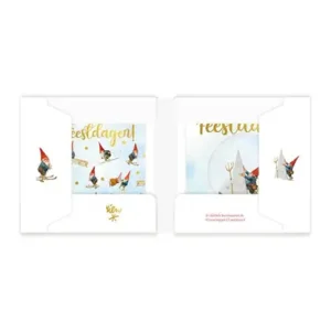 Kaarten - Kerst - Rien Poortvliet - Patroon & sneeuwbol sneeuwpop - 10st.