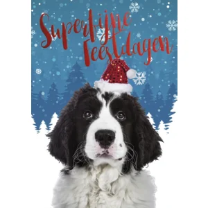Kaarten - Kerst - Hangpak - Hond met kerstmuts - 10st. - HPK.1017