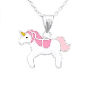 Set  925 zilveren ketting + oorbellen Unicorn Eenhoorn