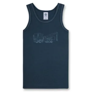 Sanetta jongens singlet: duopack blauw, truck motieven ( SAN.12 )