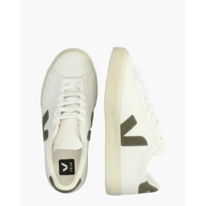 Veja Campo Leather Wit/Groen Damessneakers