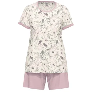 Ammann Dames Pyjama: Korte mouw / short, Ecru / roze ( AMM.473 )