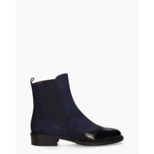 Lilian 12270 Donkerblauw/Zwart Dames Chelseaboots