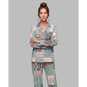 Egatex Pyjama Doorknoop model: Velours stof, multicolor ( EGA.554 )