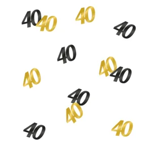 Tafeldecoratie - 40 jaar - Confetti - Goud / zwart