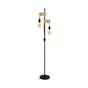 Townshend Vloerlamp - E27 - 2 Lichts - Zwart - Bruin