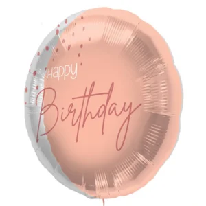 Folieballon - Happy birthday - Luxe - Roze, roségoud, transparant - 45cm - Zonder vulling