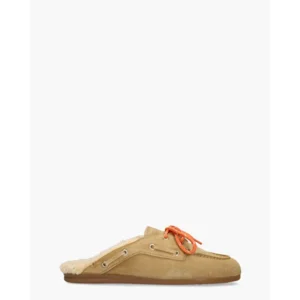 Posa Boat Loafer Mule Fur Lichtbruin Damesslippers