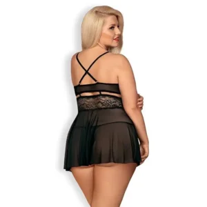 Obsessive 838-BAB-1 Babydoll & String Zwart XXL