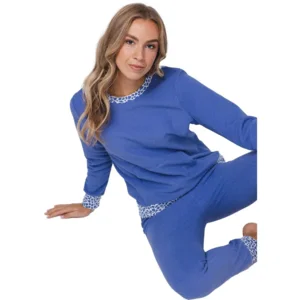 Pastunette Rebelle Dames pyjama: Blauw, badstof gemoltoneerd ( PAS.129 )